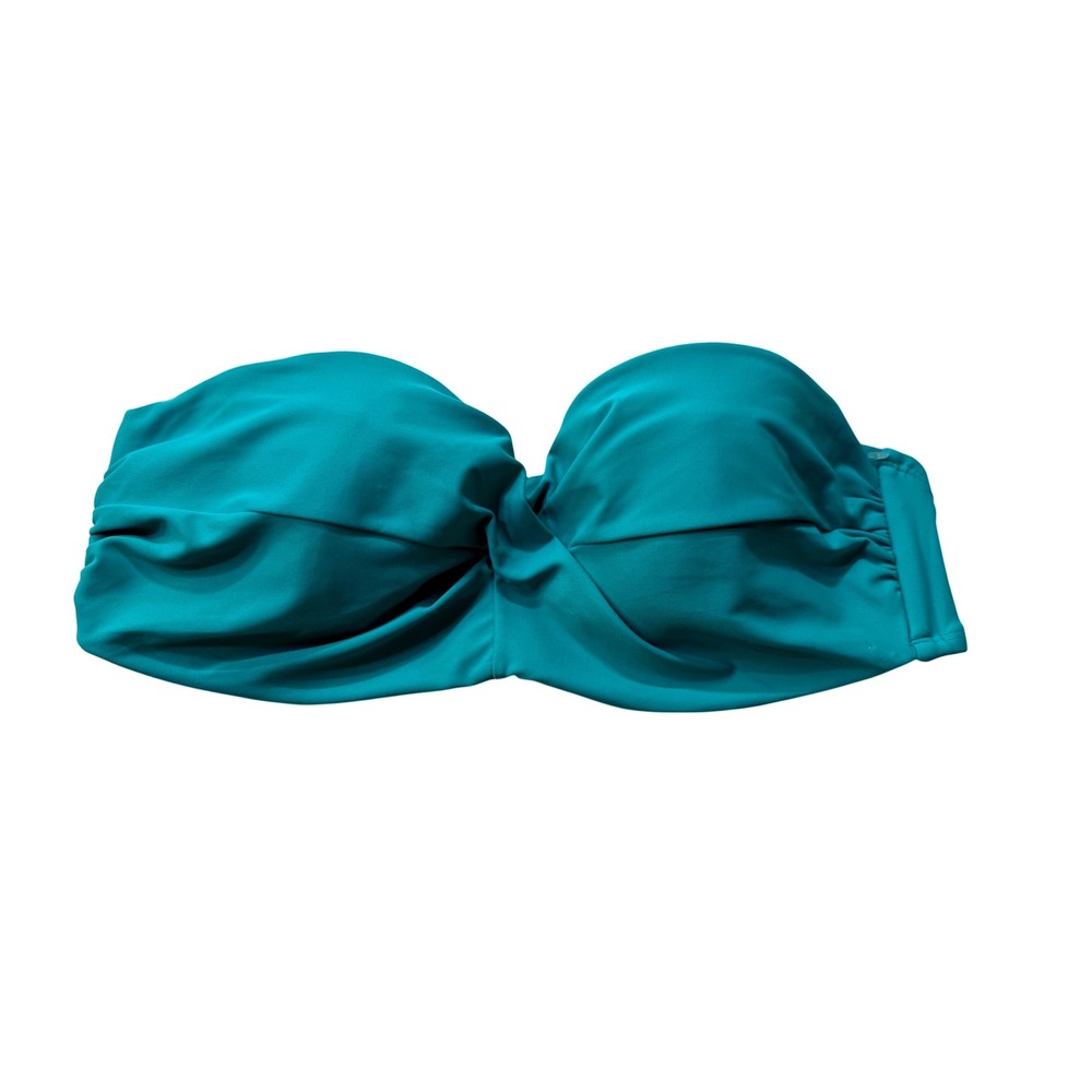 Merona Womens Twist Front Bandeau‎ Bikini Top Ceramic Teal  Blue Large NWT